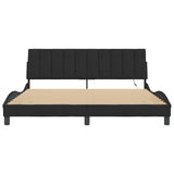 Bed frame with LED without mattress black 180x200 cm velvet