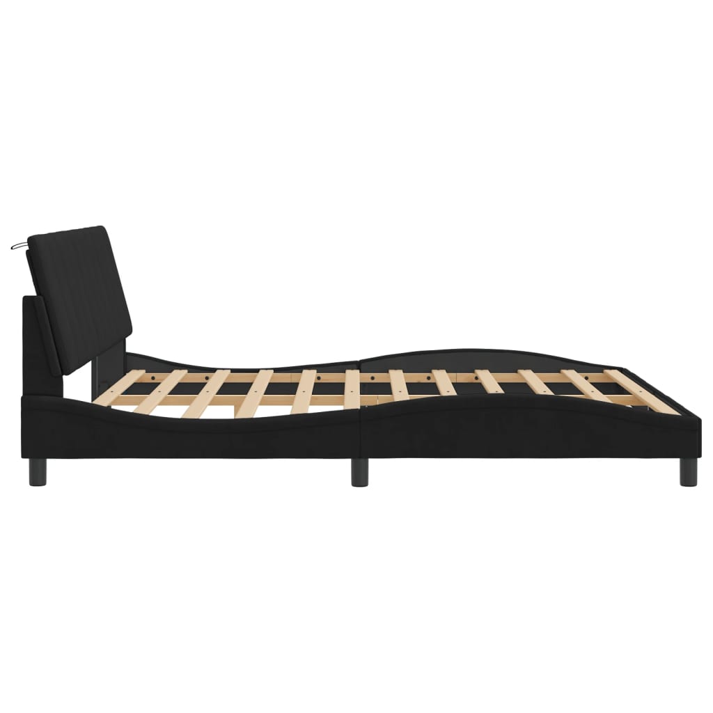 Cadre de lit avec LED sans matelas noir 180x200 cm velours