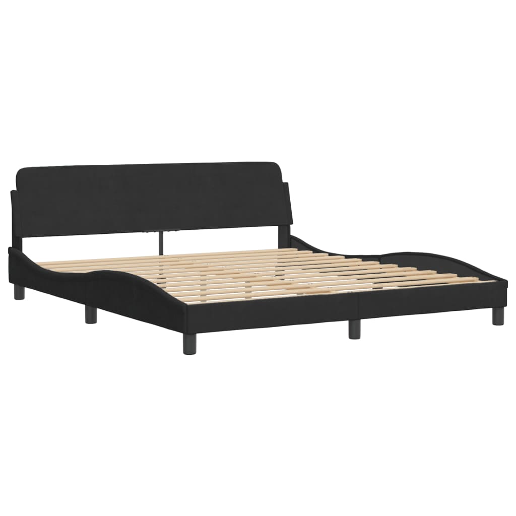 Bed frame with LED without mattress black 180x200 cm velvet