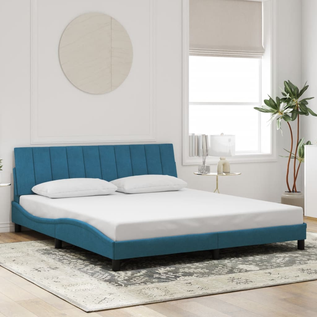 Cadre de lit avec LED sans matelas bleu 180x200 cm velours