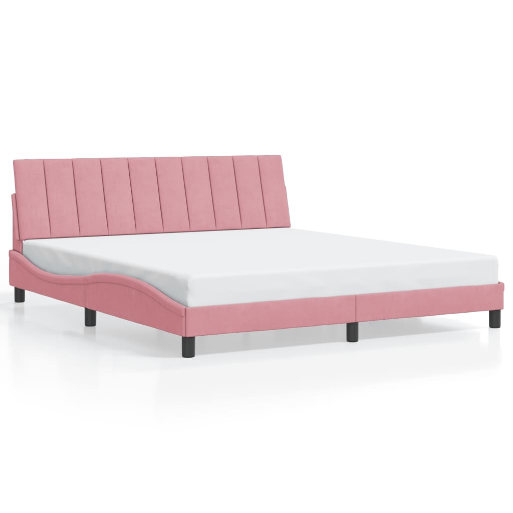 Cadre de lit avec LED sans matelas rose 180x200 cm velours