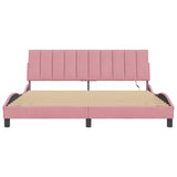 Cadre de lit avec LED sans matelas rose 180x200 cm velours