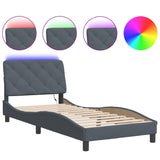 Cadre de lit avec LED sans matelas gris foncé 80x200 cm velours