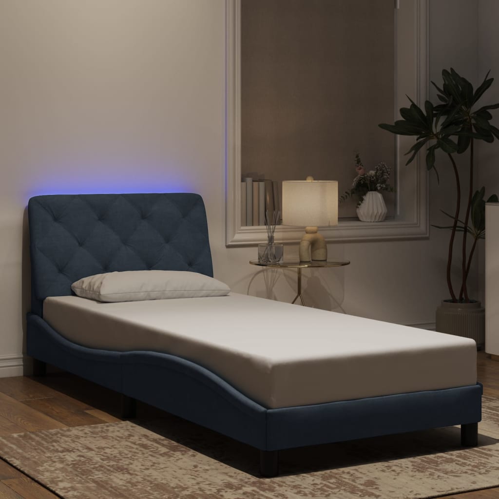 Cadre de lit avec LED sans matelas gris foncé 80x200 cm velours