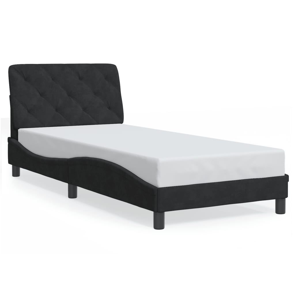 Cadre de lit avec LED sans matelas noir 80x200 cm velours