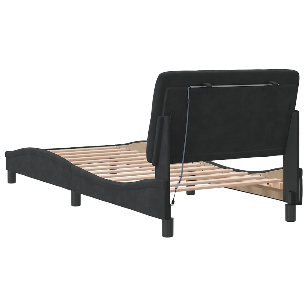 Cadre de lit avec LED sans matelas noir 80x200 cm velours