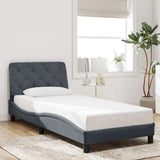 Cadre de lit avec LED sans matelas gris foncé 90x190 cm velours