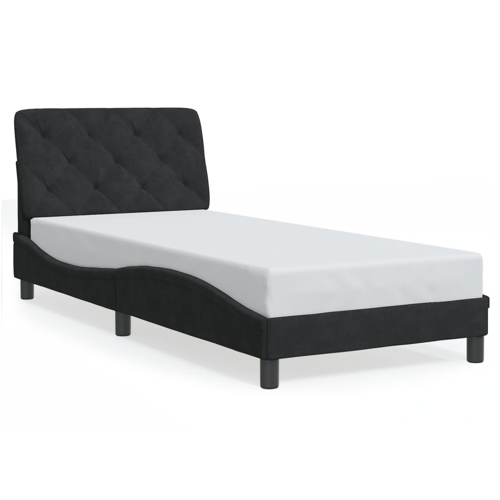 Cadre de lit avec LED sans matelas noir 90x190 cm velours