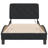 Cadre de lit avec LED sans matelas noir 90x190 cm velours