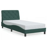 Cadre de lit avec LED sans matelas vert foncé 90x190 cm velours