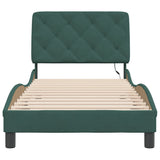 Cadre de lit avec LED sans matelas vert foncé 90x190 cm velours