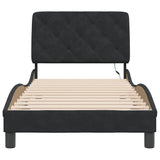 Cadre de lit avec LED sans matelas noir 90x200 cm velours