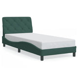 Cadre de lit avec LED sans matelas vert foncé 90x200 cm velours