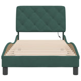 Cadre de lit avec LED sans matelas vert foncé 90x200 cm velours