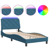 Cadre de lit avec LED sans matelas bleu 90x200 cm velours