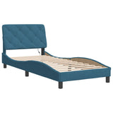 Cadre de lit avec LED sans matelas bleu 90x200 cm velours