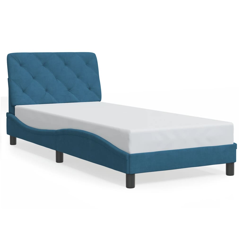 Cadre de lit avec LED sans matelas bleu 90x200 cm velours