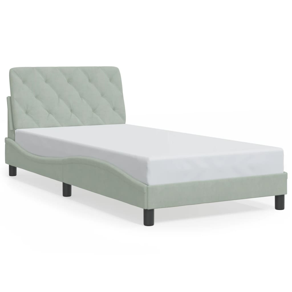 Cadre de lit avec LED sans matelas gris clair 100x200cm velours