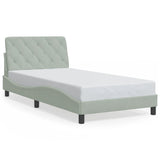 Cadre de lit avec LED sans matelas gris clair 100x200cm velours