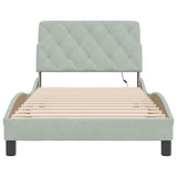 Cadre de lit avec LED sans matelas gris clair 100x200cm velours