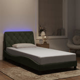 Cadre de lit avec LED sans matelas gris clair 100x200cm velours