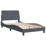 Cadre de lit avec LED sans matelas gris foncé 100x200cm velours