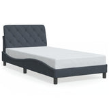 Cadre de lit avec LED sans matelas gris foncé 100x200cm velours