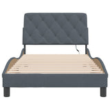 Cadre de lit avec LED sans matelas gris foncé 100x200cm velours