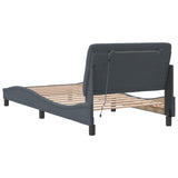 Cadre de lit avec LED sans matelas gris foncé 100x200cm velours