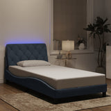 Cadre de lit avec LED sans matelas gris foncé 100x200cm velours