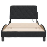 Cadre de lit avec LED sans matelas noir 100x200 cm velours