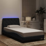 Cadre de lit avec LED sans matelas noir 100x200 cm velours