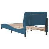 Bed frame with LED without mattress blue 100x200 cm velvet