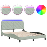 Cadre de lit avec LED sans matelas gris clair 120x200cm velours