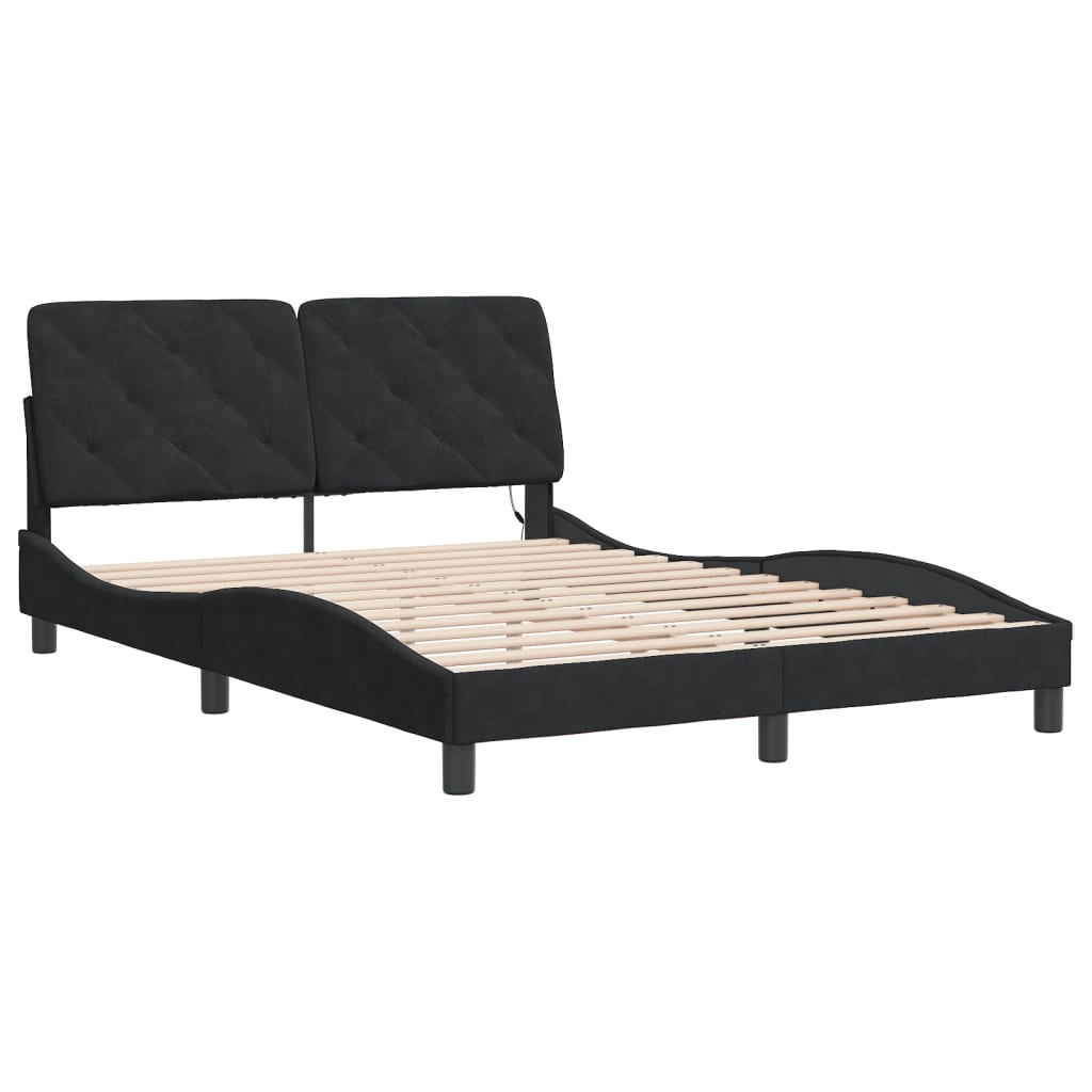 Cadre de lit avec LED sans matelas noir 120x200 cm velours