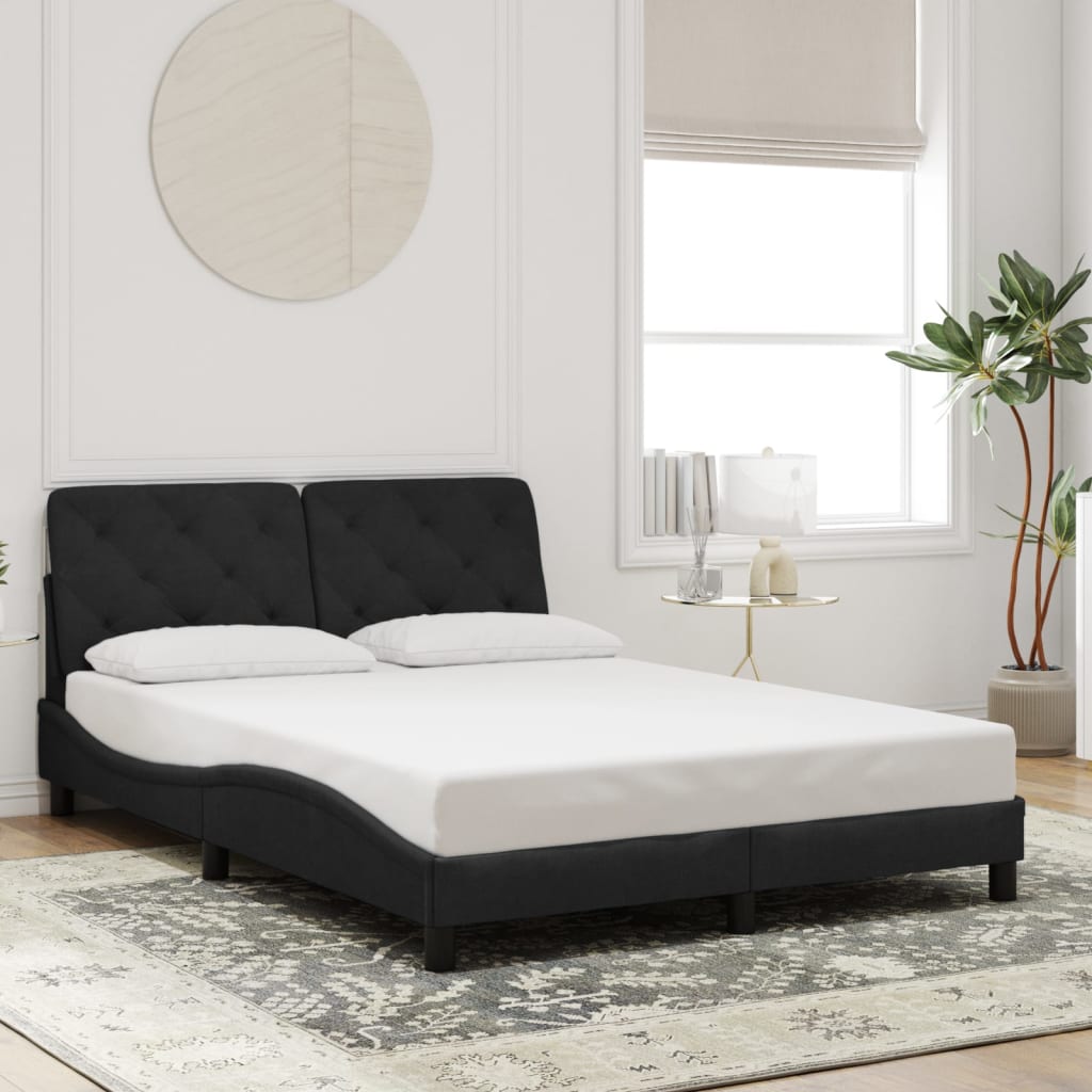 Cadre de lit avec LED sans matelas noir 120x200 cm velours