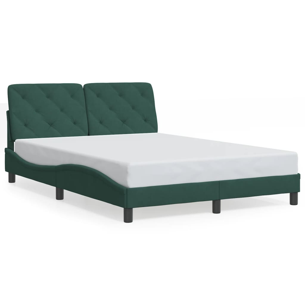 Cadre de lit avec LED sans matelas vert foncé 120x200cm velours