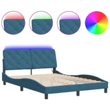 Cadre de lit avec LED sans matelas bleu 120x200 cm velours