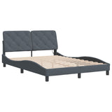 Cadre de lit avec LED sans matelas gris foncé 140x190cm velours