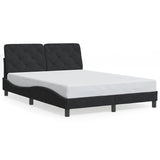 Bed frame with LED without mattress black 140x190 cm velvet