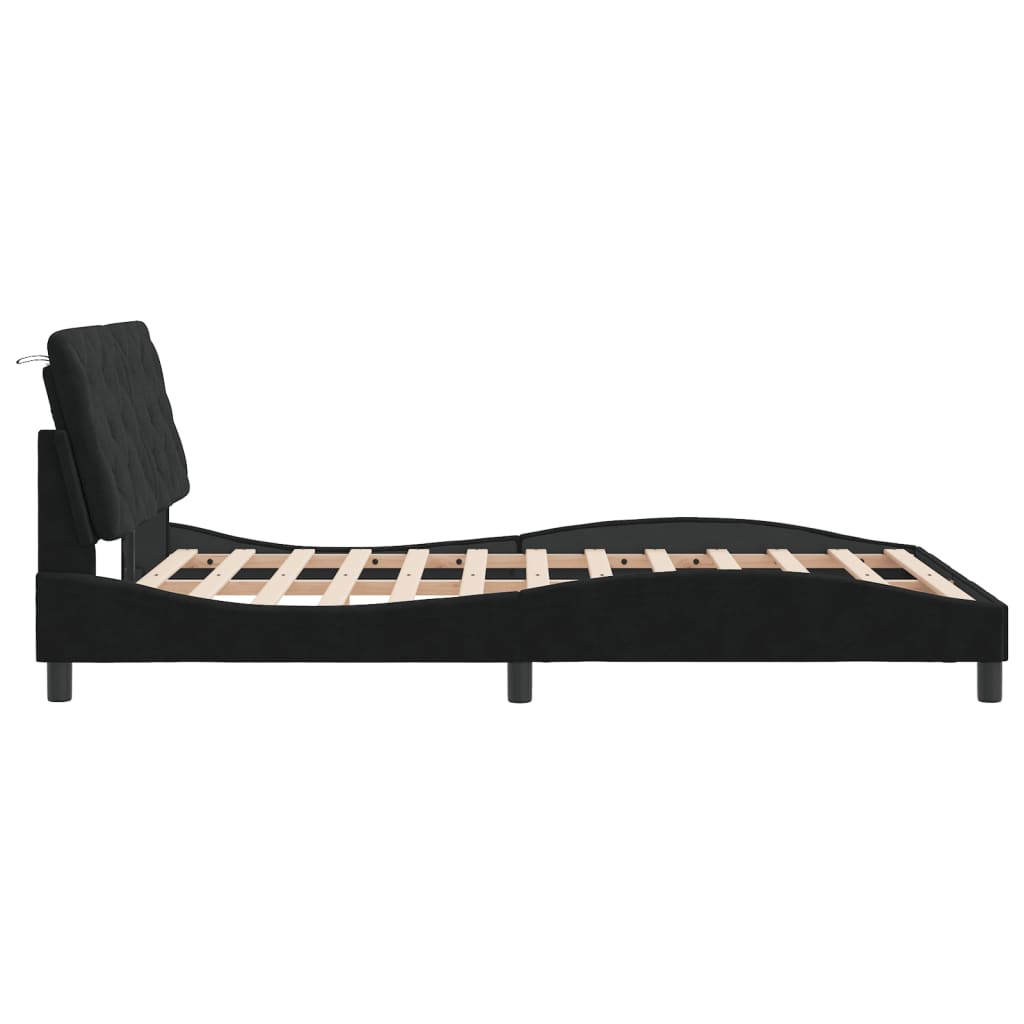 Cadre de lit avec LED sans matelas noir 140x190 cm velours