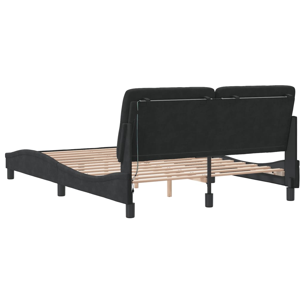 Cadre de lit avec LED sans matelas noir 140x190 cm velours