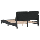 Bed frame with LED without mattress black 140x190 cm velvet