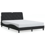 Bed frame with LED without mattress black 140x200 cm velvet