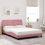 Cadre de lit avec LED sans matelas rose 140x200 cm velours