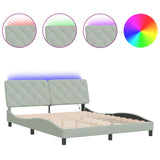 Cadre de lit avec LED sans matelas gris clair 160x200cm velours