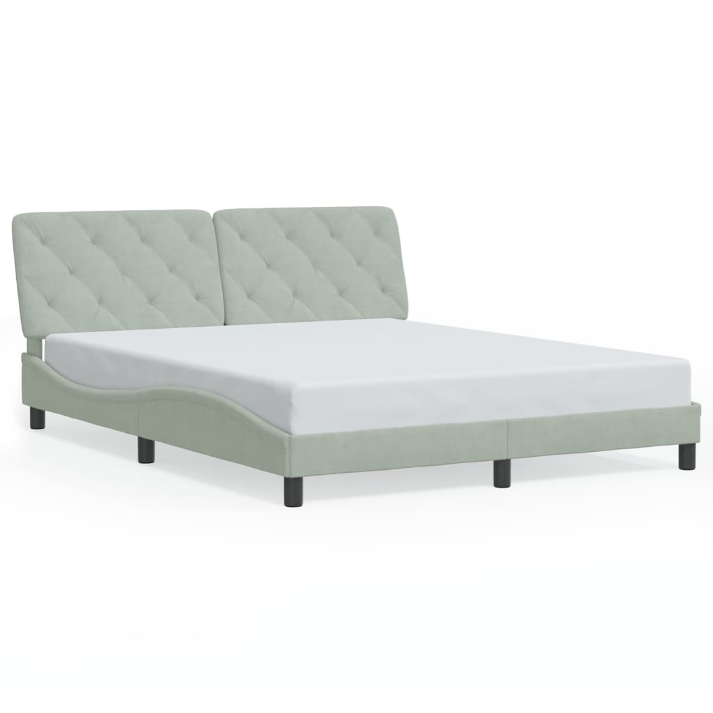 Cadre de lit avec LED sans matelas gris clair 160x200cm velours