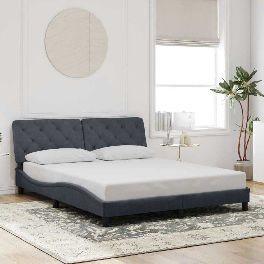 Cadre de lit avec LED sans matelas gris foncé 160x200cm velours