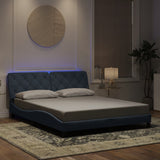 Cadre de lit avec LED sans matelas gris foncé 160x200cm velours