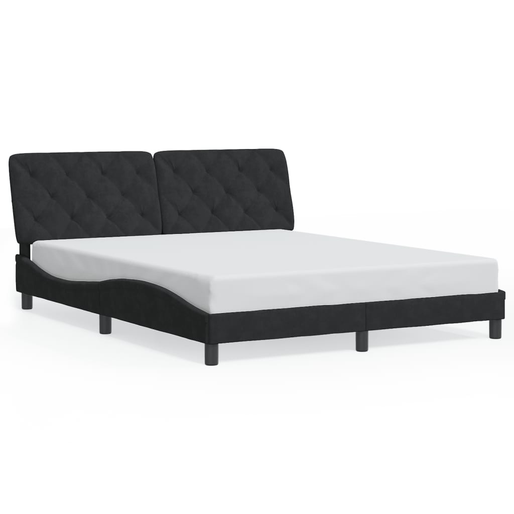 Cadre de lit avec LED sans matelas noir 160x200 cm velours